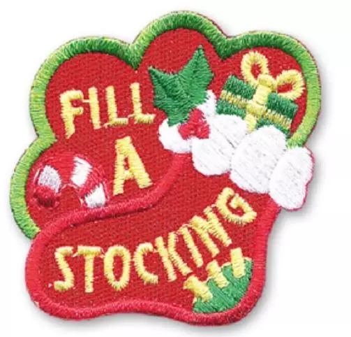 Boy Girl Cub FILL A STOCKING Christmas donation Fun Patches Badge GUIDE SCOUT