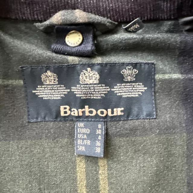 BARBOUR CLASSIC BEADNELL women's waxed cotton jacket US 4 / UK 8 sage ...