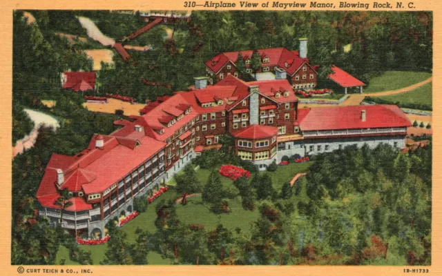 Vintage Postcard 1920's Airplane View Mayview Manor Blowing Rock North Carolina