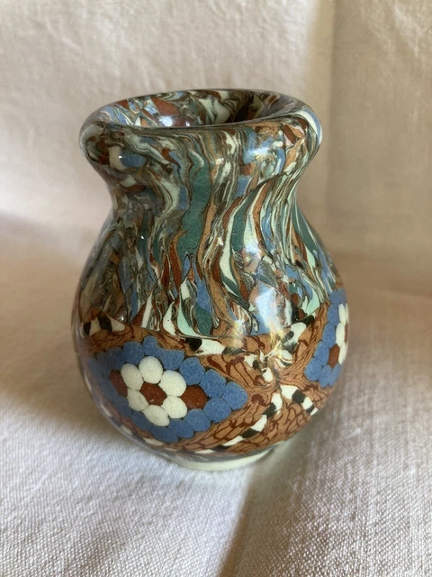 Petit Vase Vallauris - Marron Et Vert - Céramique Vintage