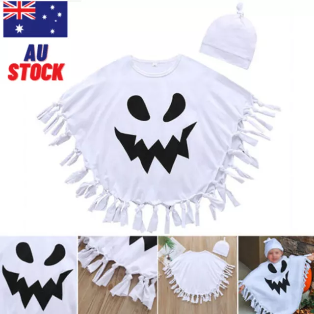 Kids Toddler Boys Girls Ghost Cape Halloween Cloak Costume Stage Fancy Dress AU