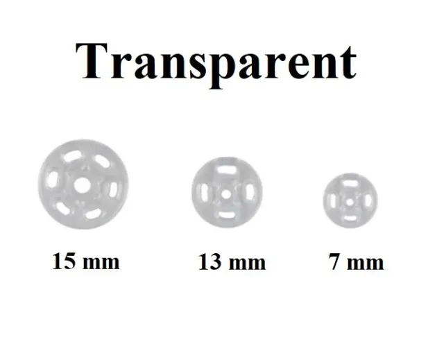 Druckknöpfe Kunststoffdruckknöpfe Knöpfe zum annähen Transparent 7 mm,13 mm,15mm