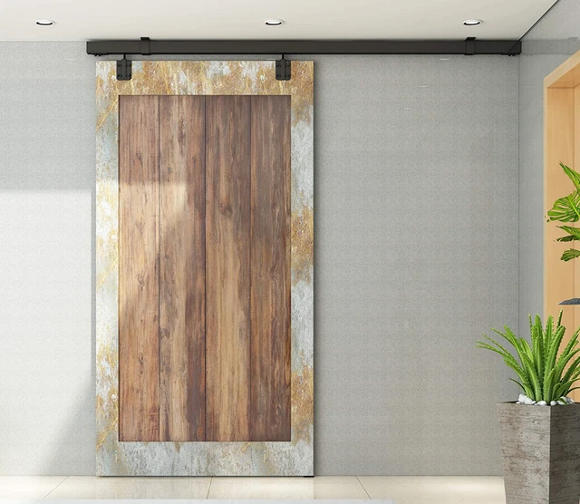 5FT Ceiling Mount Black Box Track Sliding Barn Door Hardware,Fit Door Width up t