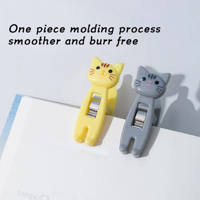 (Gray)6Pcs Cat Shaped Bag Clips Small Cat Chip Clips Paper Clamp Anti Slip