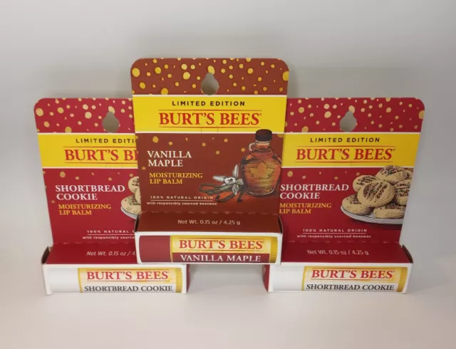 X3 Burt's Bees Limited Edition Lip Balm [Shortbread Cookie, Vanilla Maple]