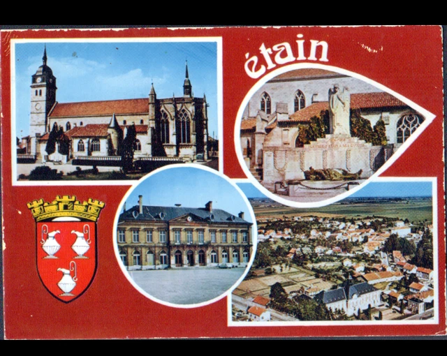 ETAIN (55) MONUMENT AUX MORTS , MAIRIE , EGLISE & Vue aérienne