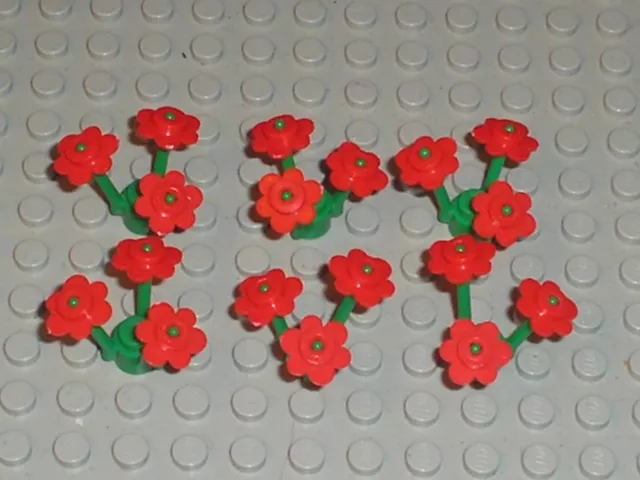 Lot de 6 fleurs rouges LEGO belville ville town / Minifig accessories FLOWERS...