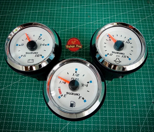 3x SUZUKI Outboard Gauge Marine Set Fuel, MPH Waterproof & Volt - SUZUKI GENUINE
