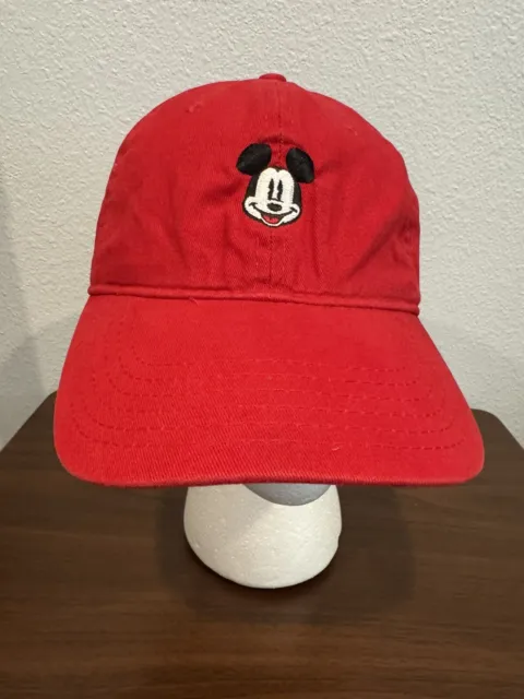 Red Mickey Mouse Dad Hat Cap Strap Back One Size Adult Disney