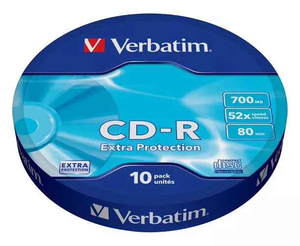 10 CD en blanco Verbatim 700 MB (80 min) CD-R 52x compartimento