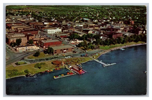 Bemidji MN Minnesota Aerial View Lakefront Chrome Postcard Posted 1960