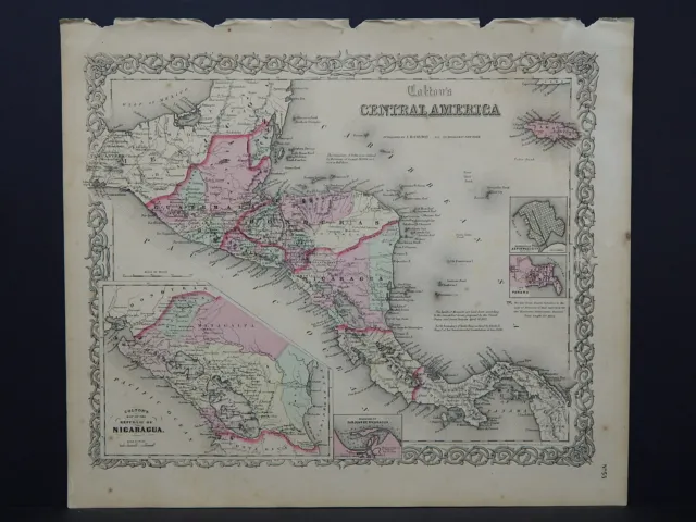Colton's Maps, 1855, Authentic  Central America R8#53