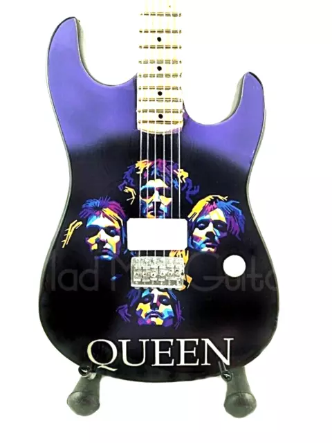 Miniature Guitar QUEEN with free stand. Freddie Mercury Brian May