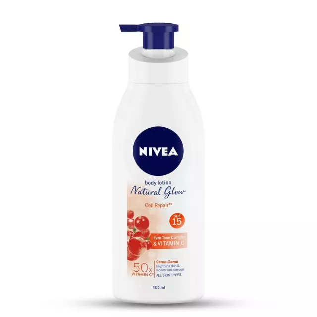 NIVEA Corps Lotion Naturel Brillant, Cellule Réparation, SPF 15 & 50x Vitamine C