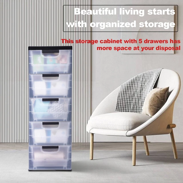 STACKABLE STORAGE 5 Drawers Dresser Organizer Transparent Box