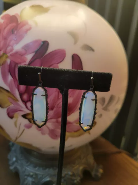 Kendra Scott "Mystic Bazaar" Fran Iridescent Opalite Gunmetal Drop Earrings