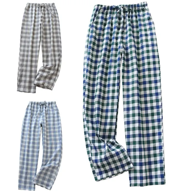 Pyjama de sommeil homme en coton flanelle élégant et confortable bas de salon