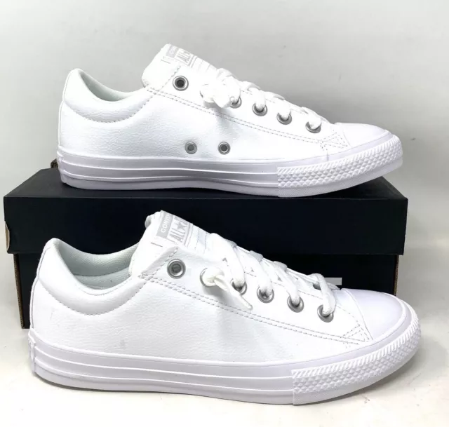 Converse Chuck Taylor Sneakers White Leather Women's Kids Low Top Skate 651782C