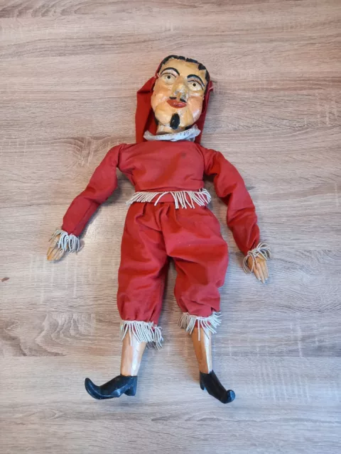 Antique wooden doll Devil early 20th century Europe.
