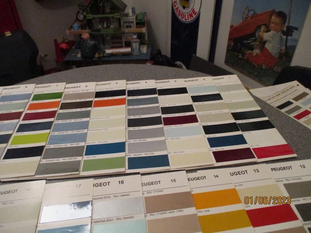 PAINT COLOR REFERENCE Sample Paint Chips Glasurit 1964 To 1988 Peugeot ...