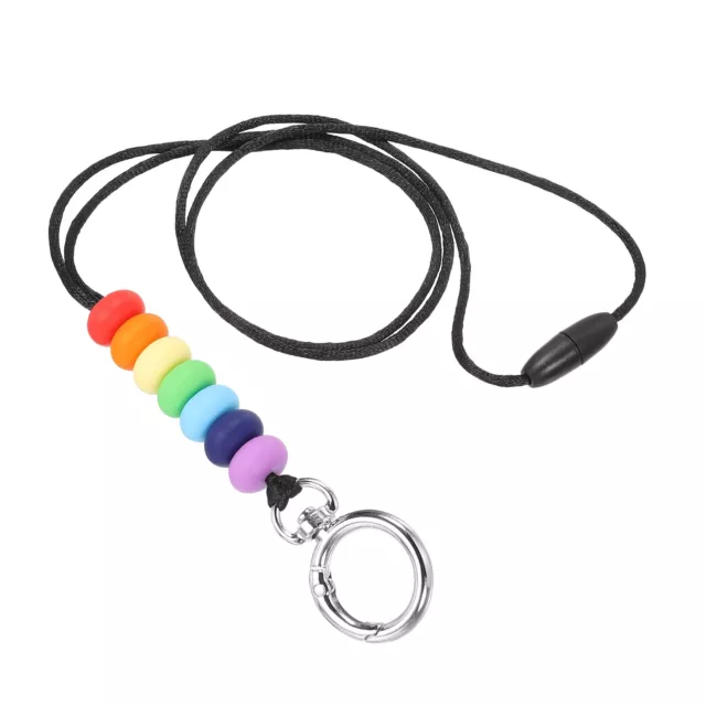 Silicone Beaded Lanyards Badge Lanyards Keychain Rainbow Color