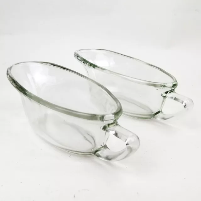 Pair of (2x) Vintage Retro 1970's CLEAR 8" JAJ PYREX GRAVY BOATS / Coulis Jugs