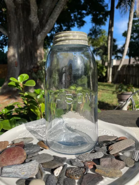 Vintage MASON Pale Amethyst 1/2 Gal Glass Ball Fruit Canning Jar w Zinc Ball Lid