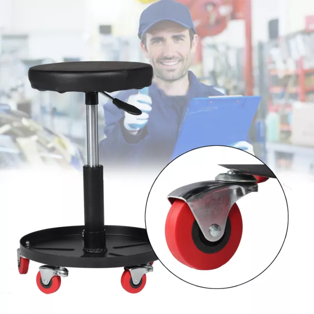 Creeper Stool Seat Pneumatic Mechanic Round Car Bike Garage Workshop Black uk.