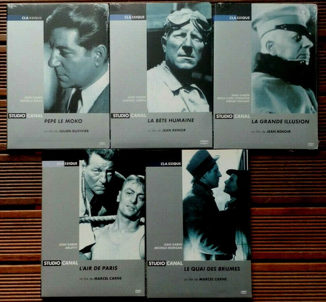 5 DVD JEAN GABIN-grande illusion-pepe le moko-bete humaine-quai des brumes