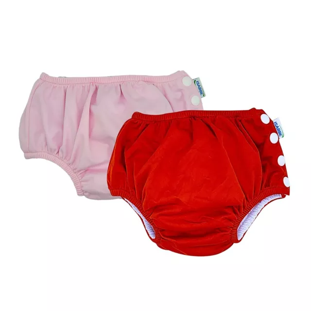 2 Pañales de nadar reusable de baby y niños, talla L 18-24 Meses Rosa y Red