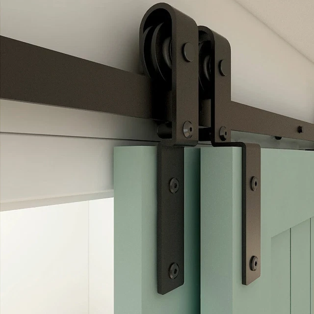 4-20FT Single Track Bypass Sliding Barn Door Hardware Kit Closet for Double Door