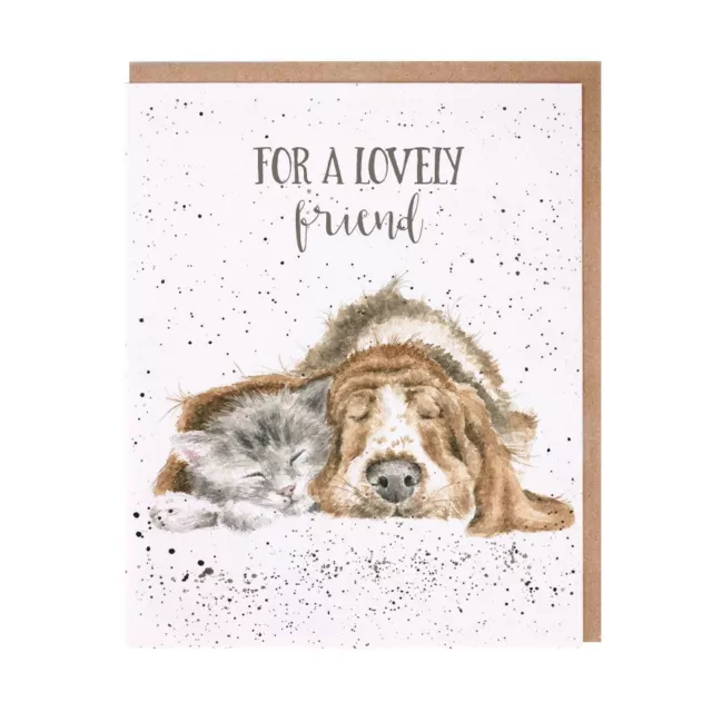 Dog and Cat Sleeping Blank Greeting Card – Dog and Catnap by Wrendale Designs