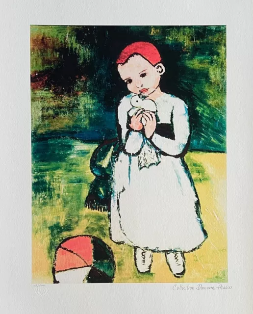 Pablo Picasso CHILD WITH DOVE Estate Signed Limited Edition Giclee Art 26" x 20"