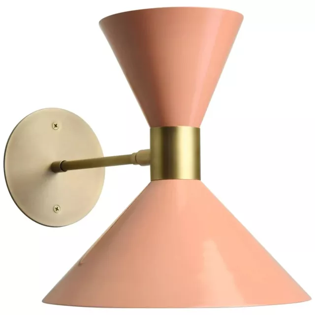 Large Scale Monarch Wall Sconce in Brass & Blush Enamel Adjustable Handmade byHD