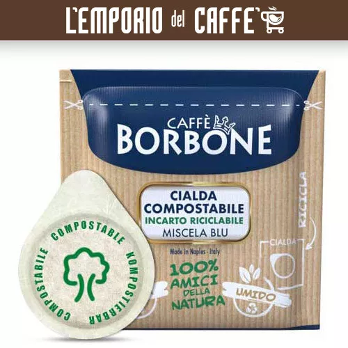 150 Cialde Compostabili Caffe Borbone Miscela Blu ESE 44mm Filtro Carta