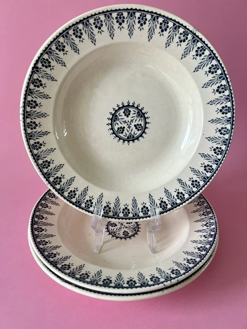 Sarreguemines Digoin ALGER 3 assiettes creuses anciennes - Terre de Fer  faïence