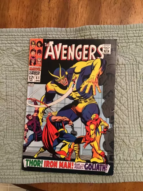 Avengers #51 1967 Marvel Comics, Goliath, Iron Man, and Thor 12 Cent Fine