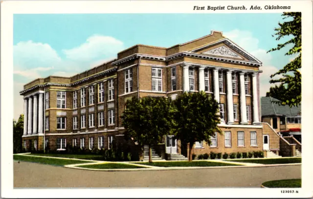 First Baptist Church, Ada, Oklahoma, Vintage Postcard