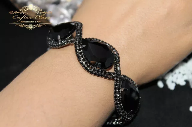 Noble Luxury Rhinestone Bracelet, Bridal Jewelry Bracelet Zirconia Black Gothic