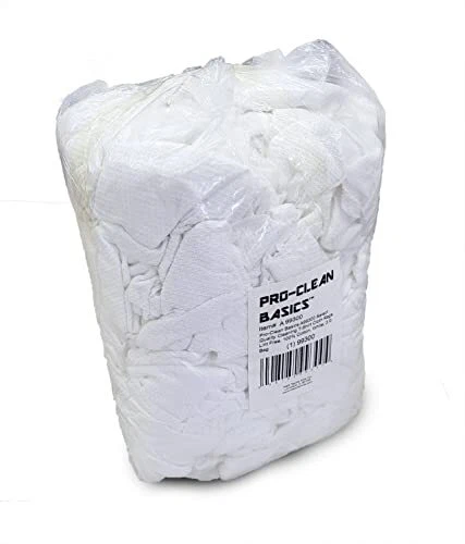 A99300 Select Quality Cleaning T-Shirt Cloth Rags, Lint Free, White, 3 lb Bagn