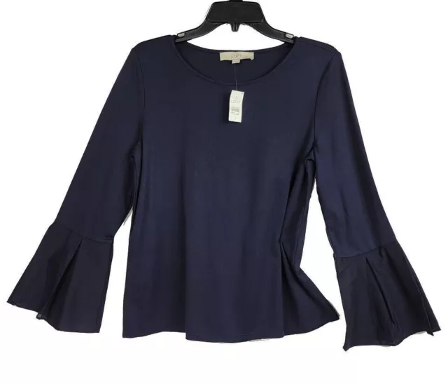 NWT Ann Taylor LOFT Navy blue women's bell sleeve Top Size S