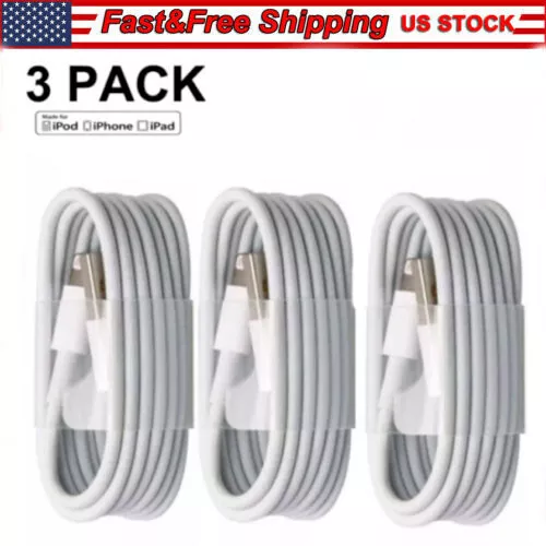 3-PACK USB Data Fast Charger Cable Cord For Apple iPhone 5 6 7 8 X 11 12 13 MAX