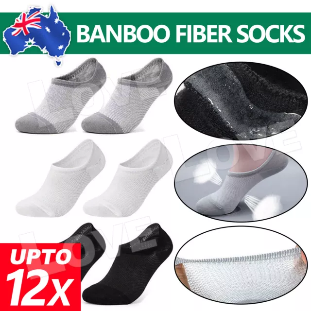 Men Women Bamboo Non-slip Heel Grip Low Cut No Show Socks Footlet Invisible New