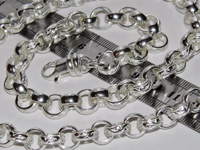 SOLID STERLING SILVER 22 inch HEAVY BELCHER CHAIN - 10mm WIDTH - 73.0g