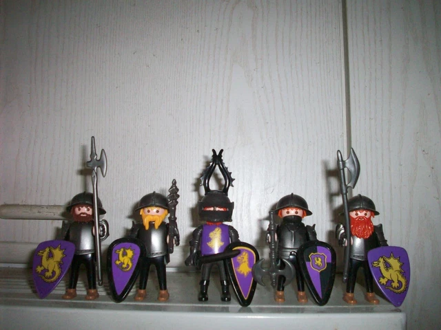 5 PLAYMOBIL RITTER Klicky LILA DRACHEN Soldaten alte Version Figuren