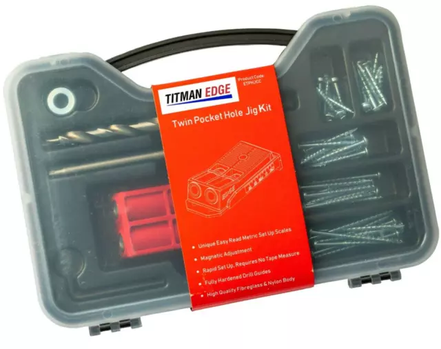 Twin Pocket Hole Jig Kit - Carry Case With Mixed Pocket Hole Screws - ETPHJCC