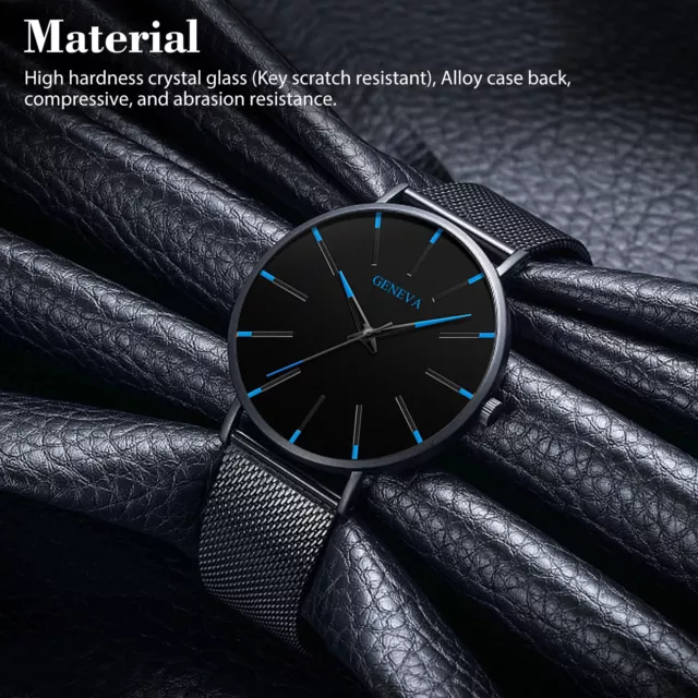 Business Stainless Steel Quartz Analog Waterproof Luxury Men's Ultra Thin Watch 2