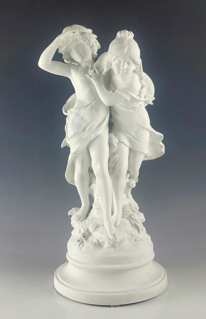 Antique Français Sèvres Porcelaine Bisque Statue Auguste Moreau (1834-1917)