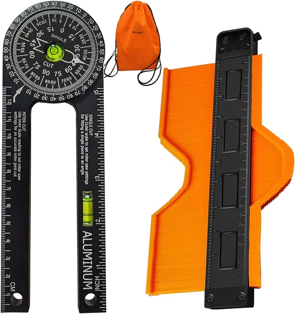 7 Inch Aluminum Protractor Angle Finder and Contour Gauge 10 Inch Lock Miter Saw