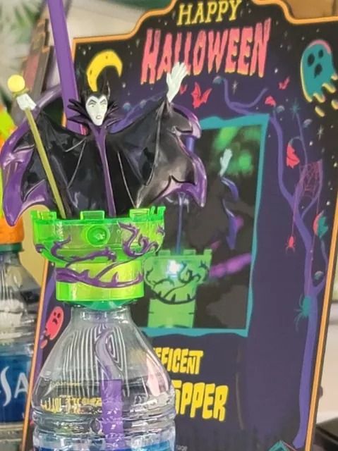 Disneyland Maleficient Lightup Bottle Topper W/ Straw Works Most Plastic Bottles